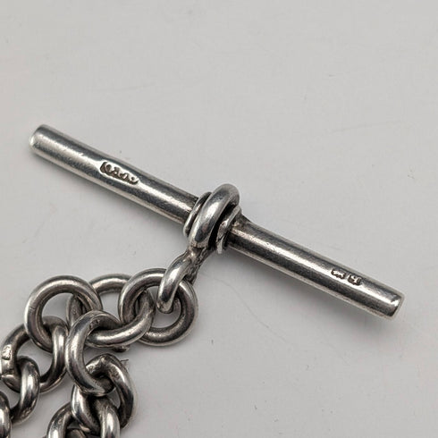 Circa 1915 British Antique Sterling Silver Albert Chain, 51g, Classic Car Charm Fob