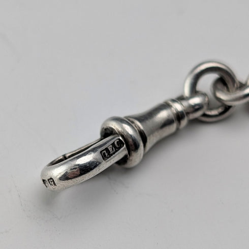 Circa 1915 British Antique Sterling Silver Albert Chain, 51g, Classic Car Charm Fob