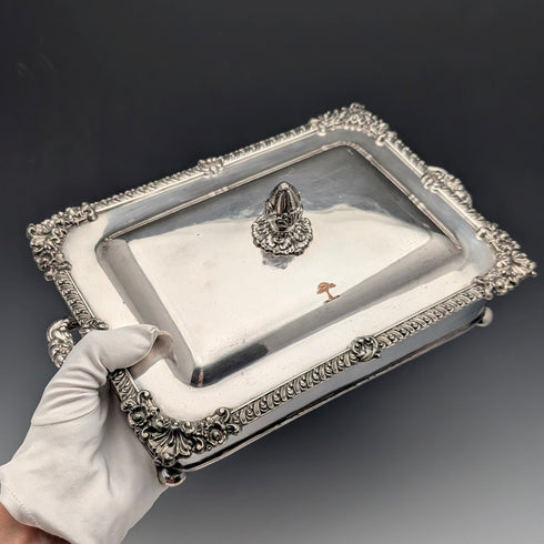 Circa 1825 British Antique Old Sheffield Plate Breakfast Dish