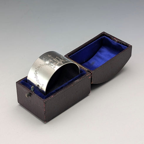 1914 British Antique Sterling Silver Napkin Rings, 30g, TH Hazlewood, in Case