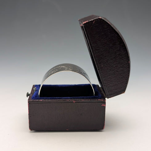 1914 British Antique Sterling Silver Napkin Rings, 30g, TH Hazlewood, in Case