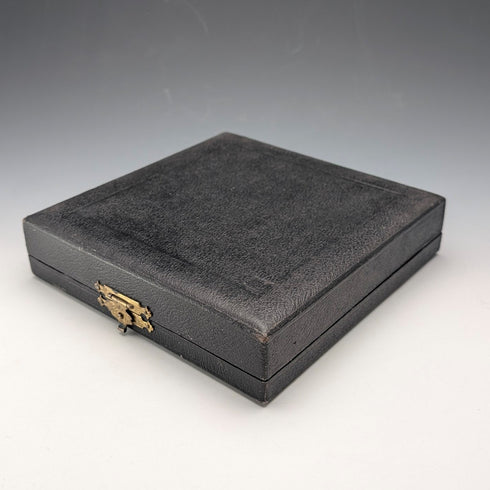 1929 British Antique Cut Glass Dish and Sterling Silver Spoon Set of 4, Joseph Rodgers & Sons, Case Included