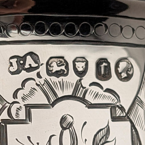 1858 British Antique Sterling Silver Mug, 148g, Joseph Angell II