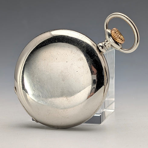 1910s Antique Swiss Unsigned 8-Day Pocket Watch with Alloy Case, in Good Working Condition