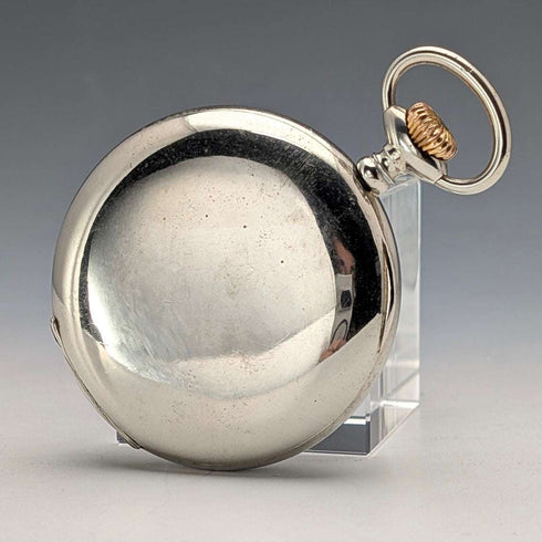 1910s Antique Swiss Unsigned 8-Day Pocket Watch with Alloy Case, in Good Working Condition