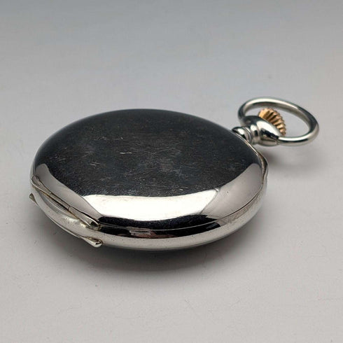 1910s Antique Swiss Unsigned 8-Day Pocket Watch with Alloy Case, in Good Working Condition