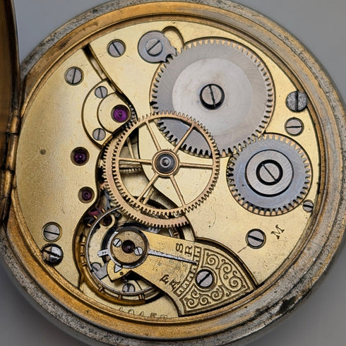 1910s Antique Swiss Unsigned 8-Day Pocket Watch with Alloy Case, in Good Working Condition