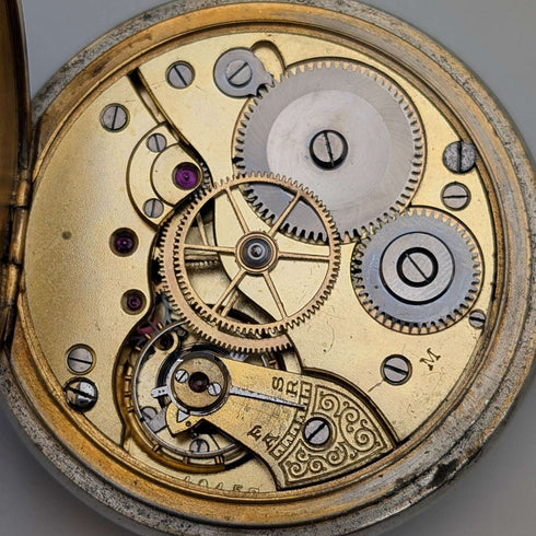 1910s Antique Swiss Unsigned 8-Day Pocket Watch with Alloy Case, in Good Working Condition