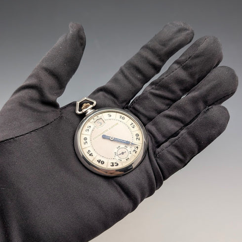 1920s Antique Swiss Election Jumping Hour Pocket Watch, Silver Case, Working Condition