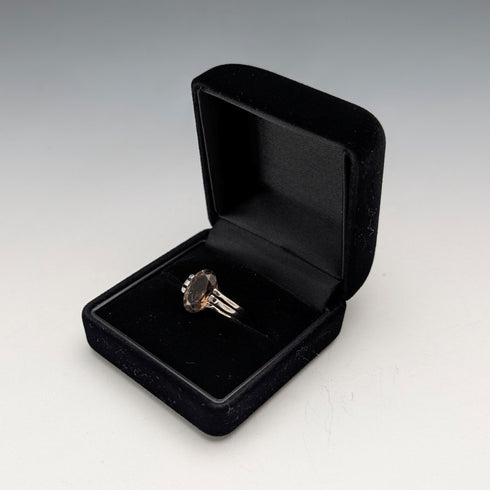 Vintage sterling silver smoky quartz ring (size 14)