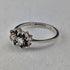 British Vintage Sterling Silver Blue & Clear Double Cluster Ring (Size 11)