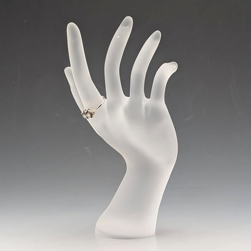 British Vintage Sterling Silver Blue & Clear Double Cluster Ring (Size 11)