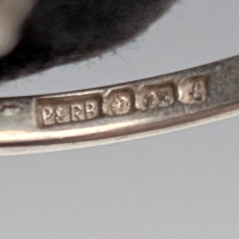 British Vintage Sterling Silver Blue & Clear Double Cluster Ring (Size 11)