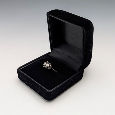 British Vintage Sterling Silver Blue & Clear Double Cluster Ring (Size 11)