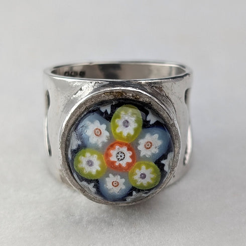 スコットランド ヴィンテージ 純銀製 ケイスネス・グラス ミルフィオリ リング(15号)指輪