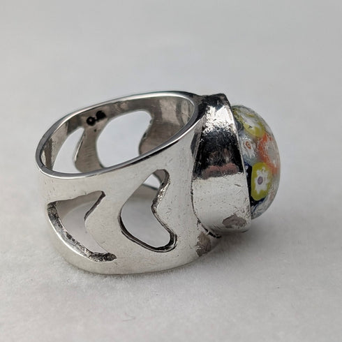 スコットランド ヴィンテージ 純銀製 ケイスネス・グラス ミルフィオリ リング(15号)指輪