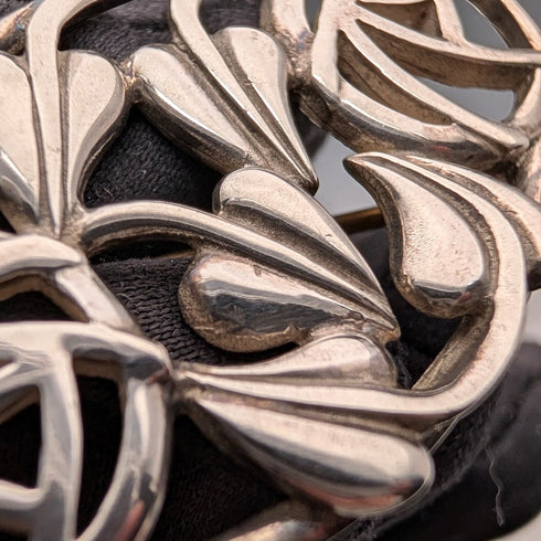 Vintage Sterling Silver Mackintosh Rose Art Nouveau Oval Brooch