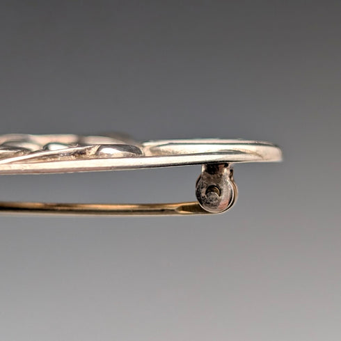 Vintage Sterling Silver Mackintosh Rose Art Nouveau Oval Brooch