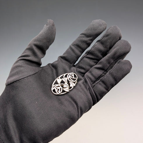 Vintage Sterling Silver Mackintosh Rose Art Nouveau Oval Brooch