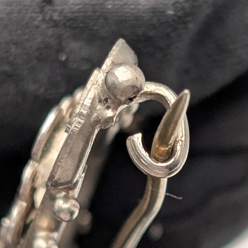 1892 British antique sterling silver brooch with engraved bird on tree