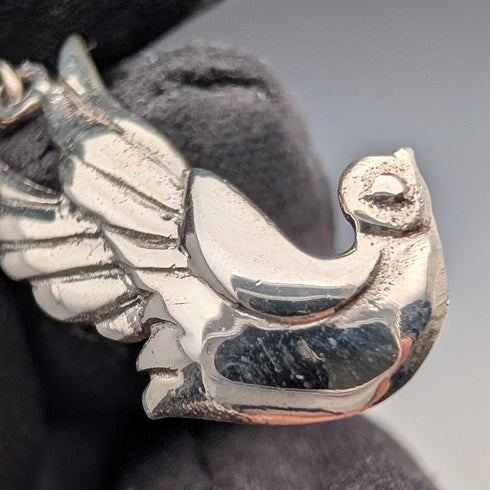 Vintage sterling silver Asuka motif drop earrings