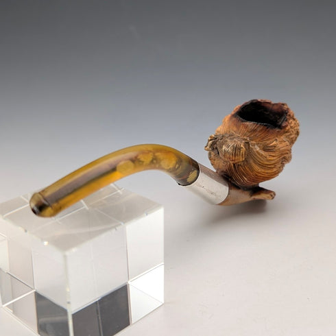 1915年 英国アンティーク 手彫り女性像 メシャム製 純銀装飾 スモーキングパイプ