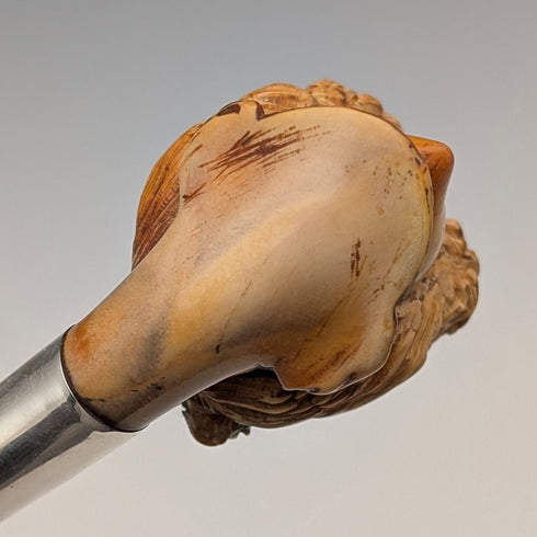 1915年 英国アンティーク 手彫り女性像 メシャム製 純銀装飾 スモーキングパイプ