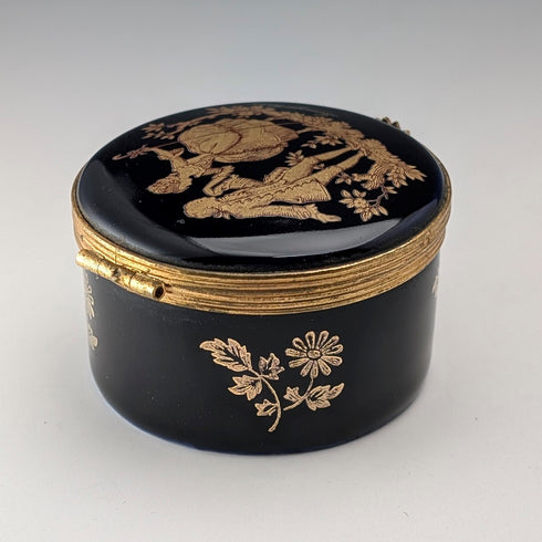 フレンチヴィンテージ リモージュ・カステル コバルトブルー磁器 22金彩 ラブストーリー ピルケース