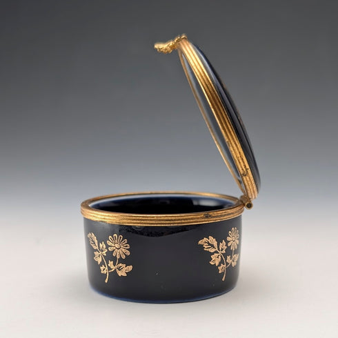 フレンチヴィンテージ リモージュ・カステル コバルトブルー磁器 22金彩 ラブストーリー ピルケース