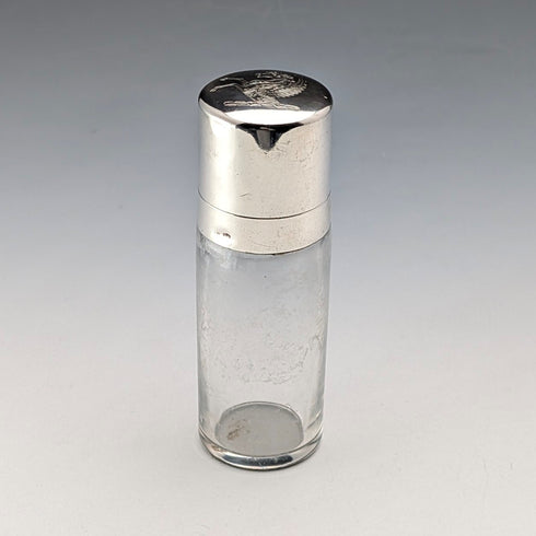 1879年 英国アンティーク 純銀製ペガサス紋章蓋 ガラス香水瓶 Thomas Johnson I/II