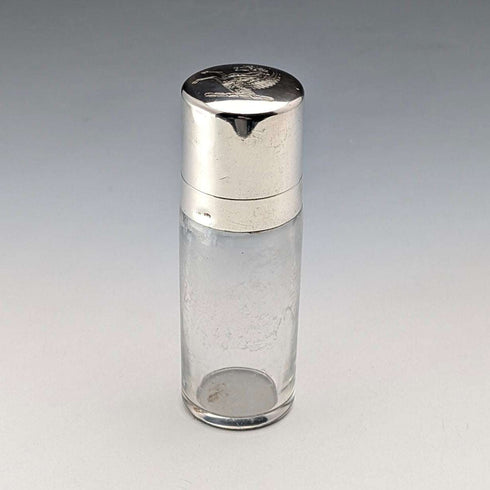 1879 British Antique Sterling Silver Glass Perfume Bottle with Pegasus Emblem, Thomas Johnson I/II