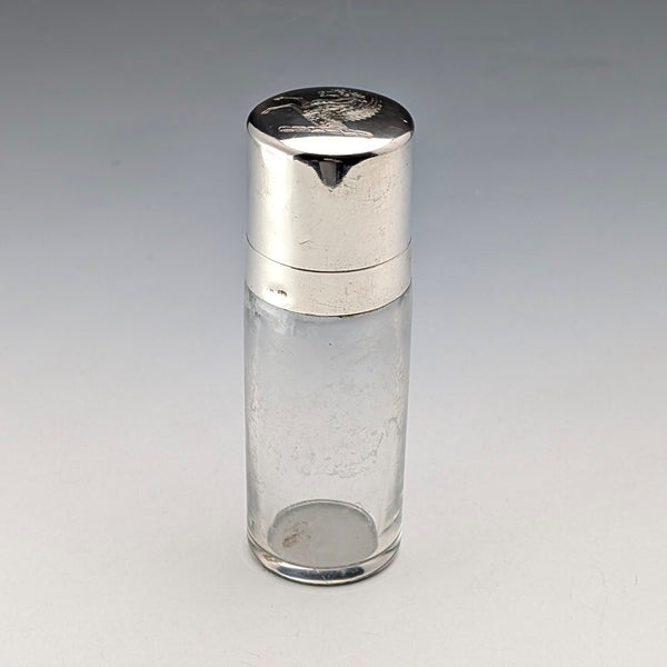 1879年 英国アンティーク 純銀製ペガサス紋章蓋 ガラス香水瓶 Thomas Johnson I/II