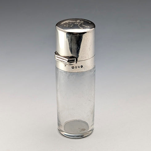 1879年 英国アンティーク 純銀製ペガサス紋章蓋 ガラス香水瓶 Thomas Johnson I/II