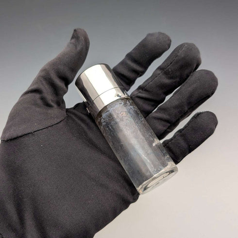 1879 British Antique Sterling Silver Glass Perfume Bottle with Pegasus Emblem, Thomas Johnson I/II