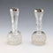 1897 British Antique Cut Glass & Sterling Silver Decorated Small Single Flower Vase Pair
