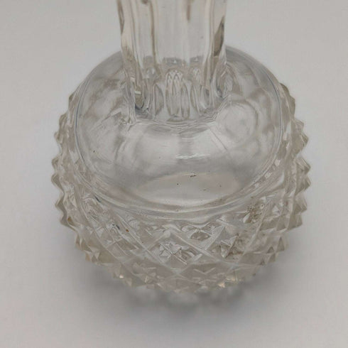 1897 British Antique Cut Glass & Sterling Silver Decorated Small Single Flower Vase Pair