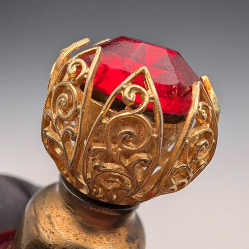 アンティーク ボヘミアンガラス アール・ヌーヴォー エナメル彩 花紋 香水瓶