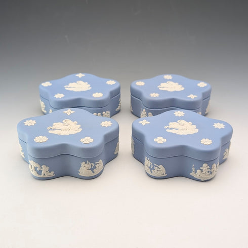Vintage British Wedgwood Jasperware Star-Shaped Box Set of 4, Pale Blue