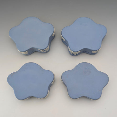 Vintage British Wedgwood Jasperware Star-Shaped Box Set of 4, Pale Blue