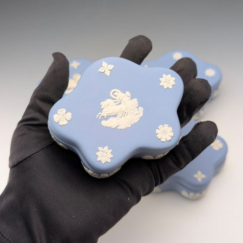Vintage British Wedgwood Jasperware Star-Shaped Box Set of 4, Pale Blue