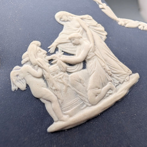 英国ヴィンテージ ウェッジウッド ジャスパーウェア製 トランプボックス4点セット ポートランドブルー