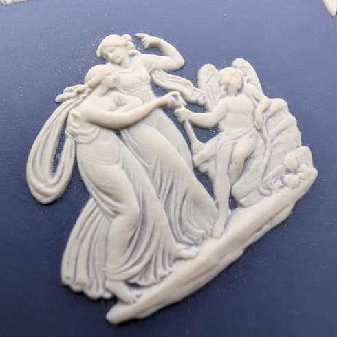 英国ヴィンテージ ウェッジウッド ジャスパーウェア製 トランプボックス4点セット ポートランドブルー