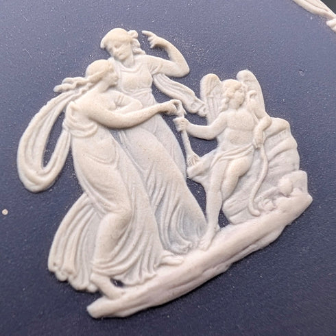 英国ヴィンテージ ウェッジウッド ジャスパーウェア製 トランプボックス4点セット ポートランドブルー