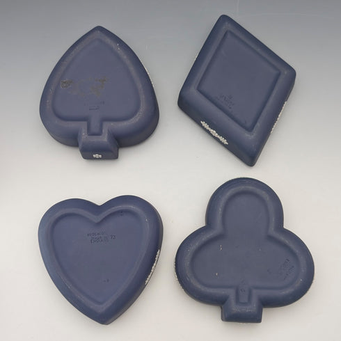 英国ヴィンテージ ウェッジウッド ジャスパーウェア製 トランプボックス4点セット ポートランドブルー