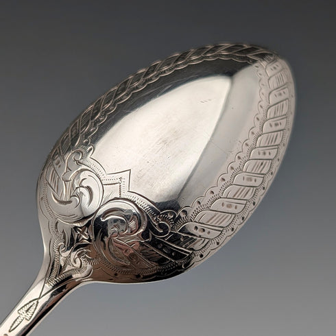 1866年頃 英国アンティーク 純銀製 クリスニングカトラリーセット 計110g ケース入 Martin, Hall&Co