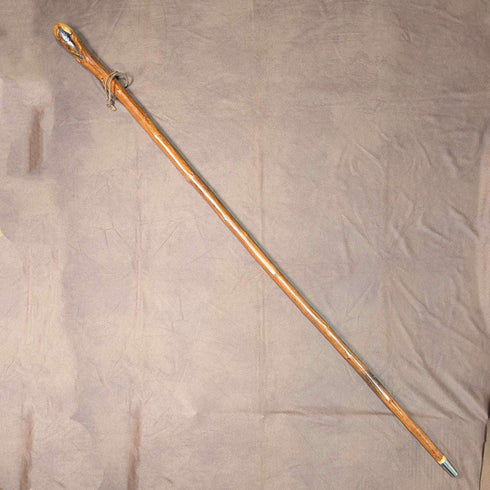 ヴィンテージ 天然木 レザーストラップ付 ハイキングステッキ 杖 124cm