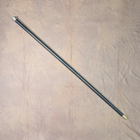 1874年英國古董手杖,黑色杖身,純銀雕花圓頭手柄,長82厘米