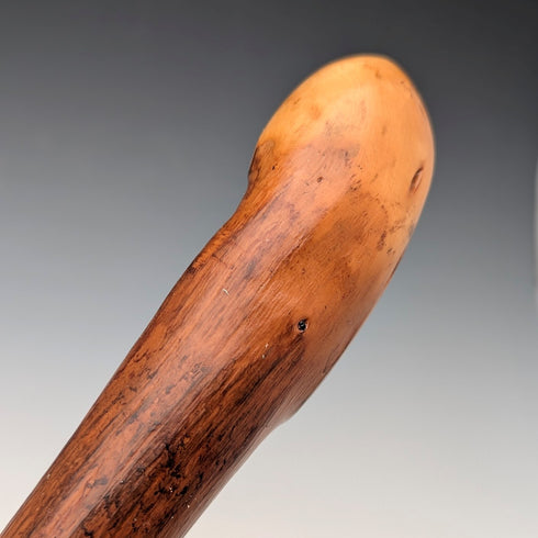 Vintage Natural Wood Hiking Stick with Leather Strap, 124cm