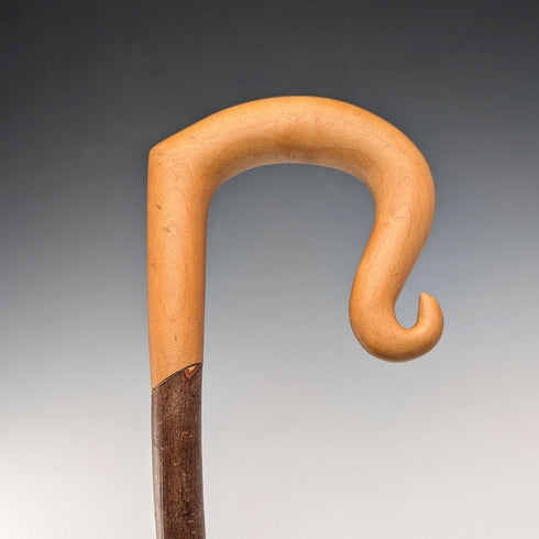 復古大型彎柄榛木杖身牧羊杖,132厘米