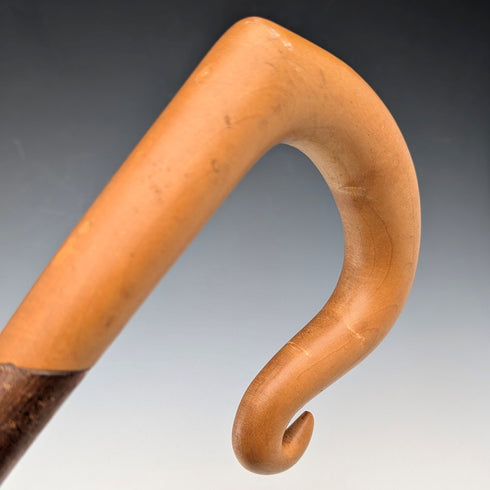 復古大型彎柄榛木杖身牧羊杖,132厘米